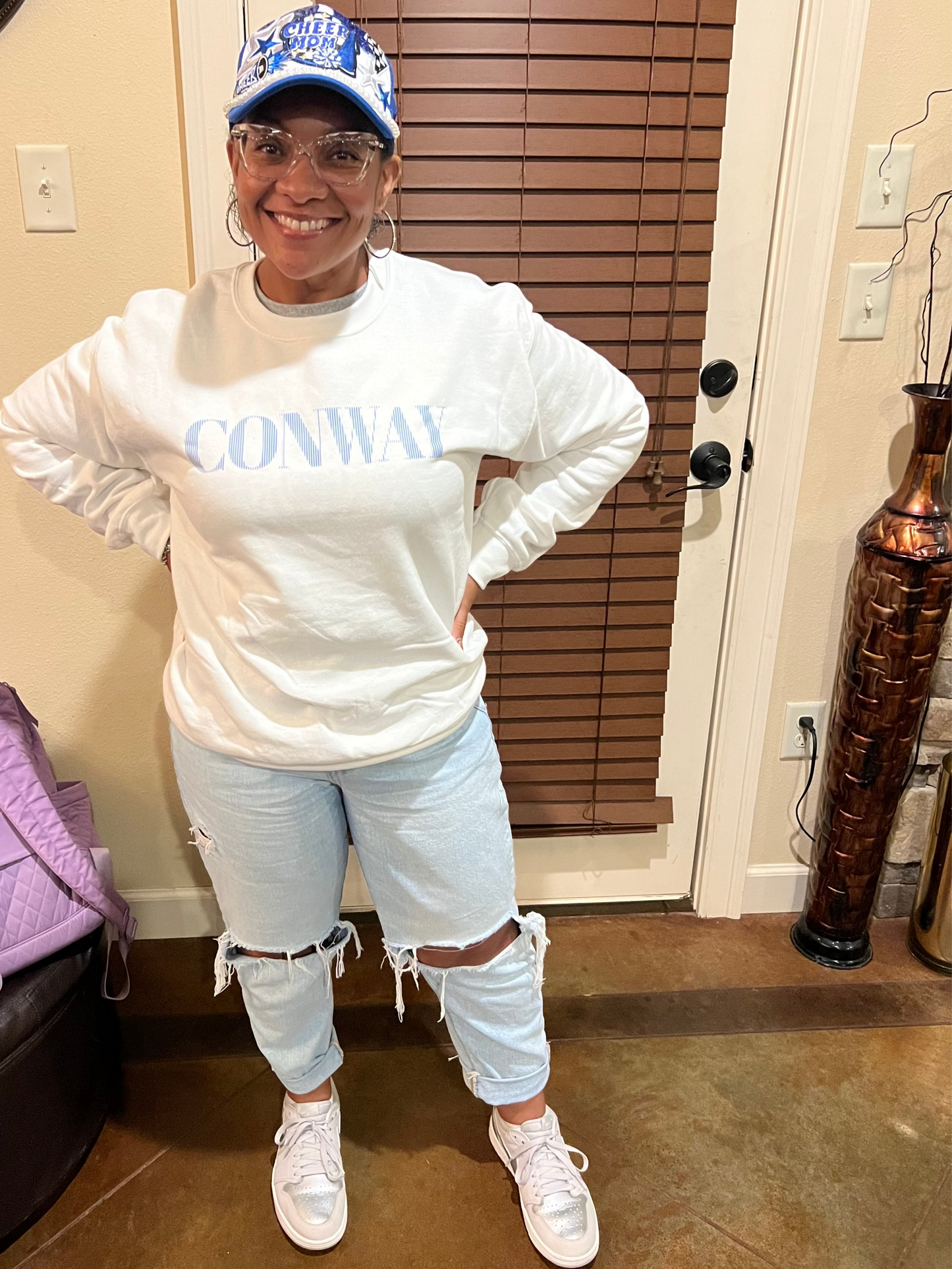 Conway Blue/White Strip Crewneck